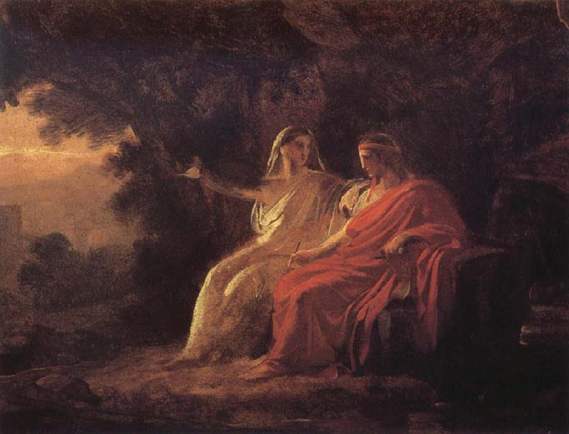 Karl Briullov Numa Pompilius and the nymph egera oil painting image